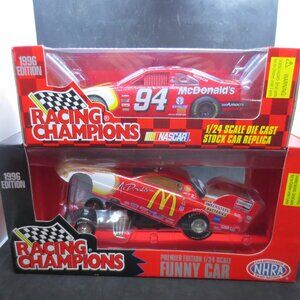 Vtg Racing Champions McDonald's 1997 Funny Car & 1996 Stock Car 1:24 Scale -NIB